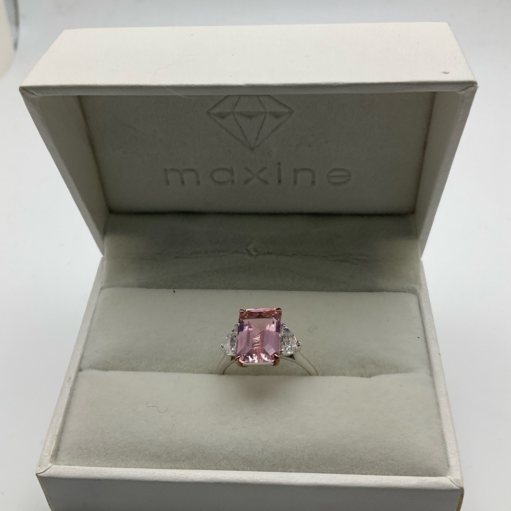 New with box Maxine sterling silver pink zirconia and white zirconia ring size 7